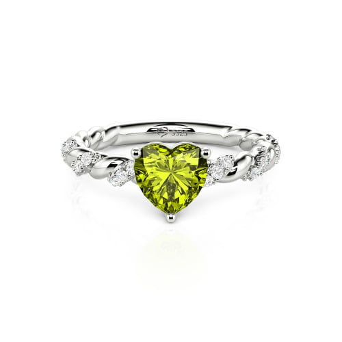Jeulia Heart Engagement Ring Sterling Silver Twist Design