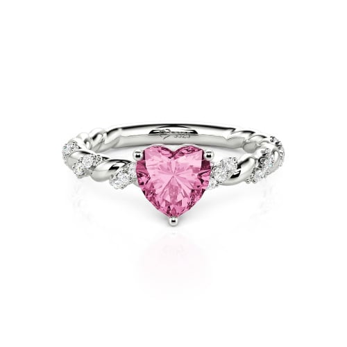 Jeulia Heart Engagement Ring Sterling Silver Twist Design