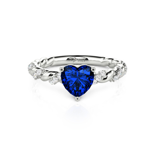 Jeulia Heart Engagement Ring Sterling Silver Twist Design
