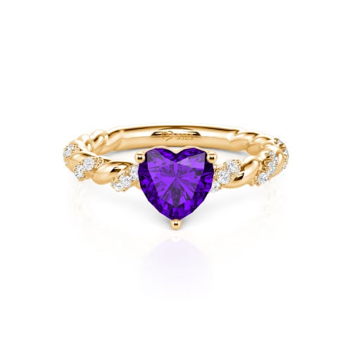 Jeulia Heart Engagement Ring Sterling Silver Twist Design
