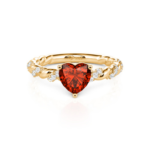 Jeulia Heart Engagement Ring Sterling Silver Twist Design