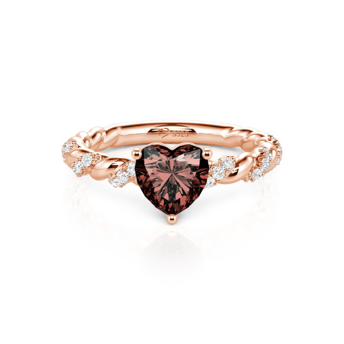 Jeulia Heart Engagement Ring Sterling Silver Twist Design