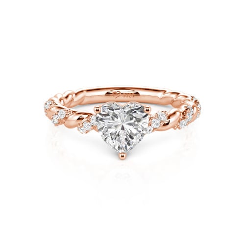 Jeulia Heart Engagement Ring Sterling Silver Twist Design