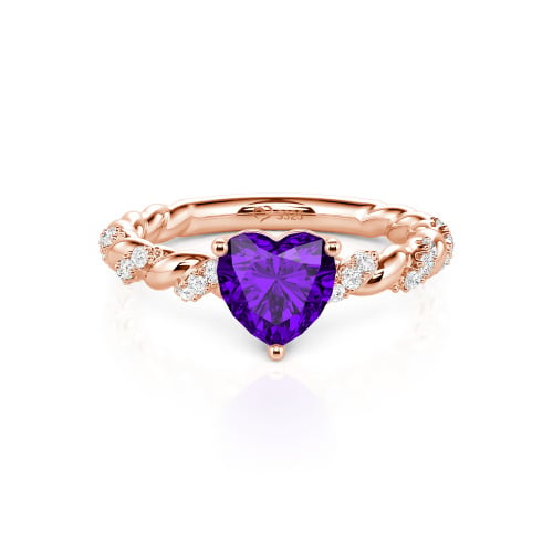 Jeulia Heart Engagement Ring Sterling Silver Twist Design