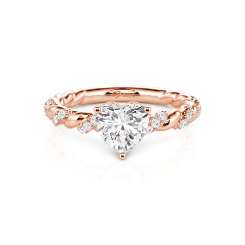 Jeulia Heart Engagement Ring Sterling Silver Twist Design