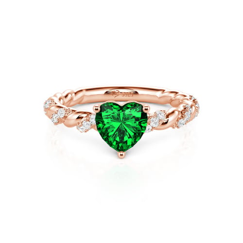 Jeulia Heart Engagement Ring Sterling Silver Twist Design