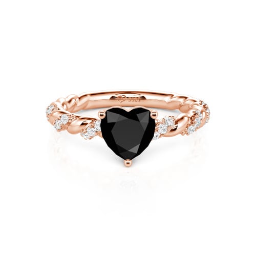 Jeulia Heart Engagement Ring Sterling Silver Twist Design