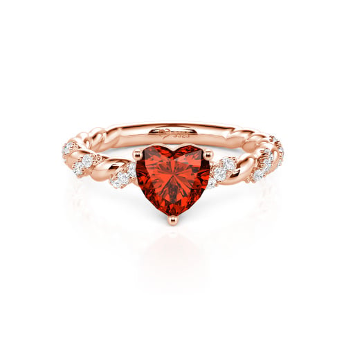 Jeulia Heart Engagement Ring Sterling Silver Twist Design