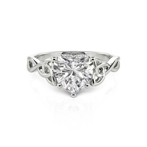 Jeulia Celtic Love Knot Heart Cut Sterling Silver Engagement Ring