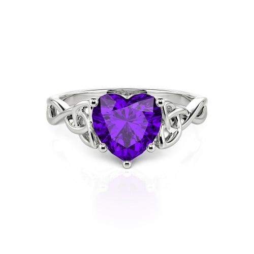 Jeulia Celtic Love Knot Heart Cut Sterling Silver Engagement Ring