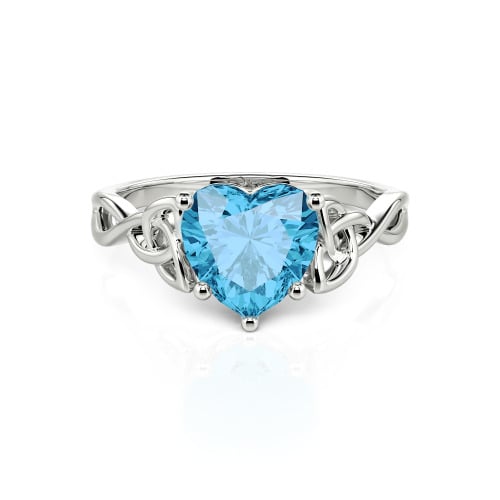 Jeulia Celtic Love Knot Heart Cut Sterling Silver Engagement Ring
