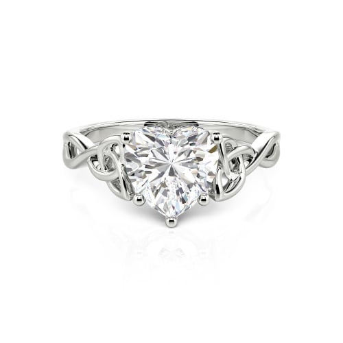 Jeulia Celtic Love Knot Heart Cut Sterling Silver Engagement Ring