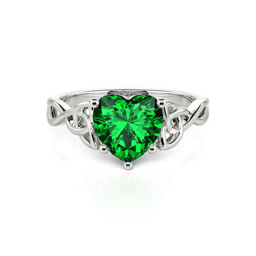 Jeulia Celtic Love Knot Heart Cut Sterling Silver Engagement Ring