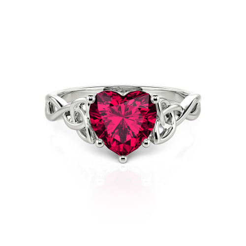 Jeulia Celtic Love Knot Heart Cut Sterling Silver Engagement Ring