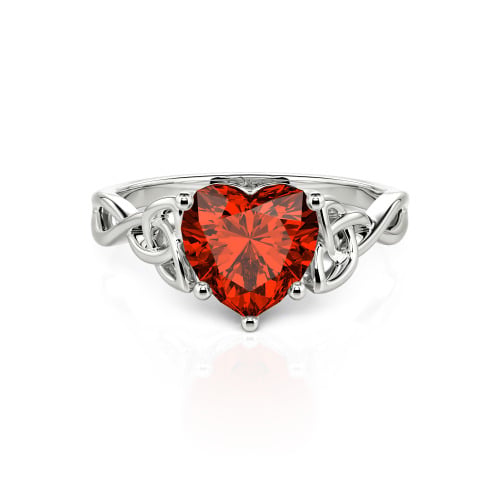 Jeulia Celtic Love Knot Heart Cut Sterling Silver Engagement Ring