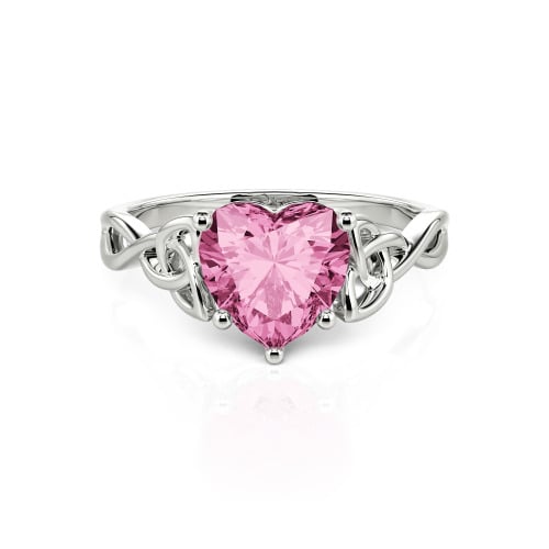 Jeulia Celtic Love Knot Heart Cut Sterling Silver Engagement Ring