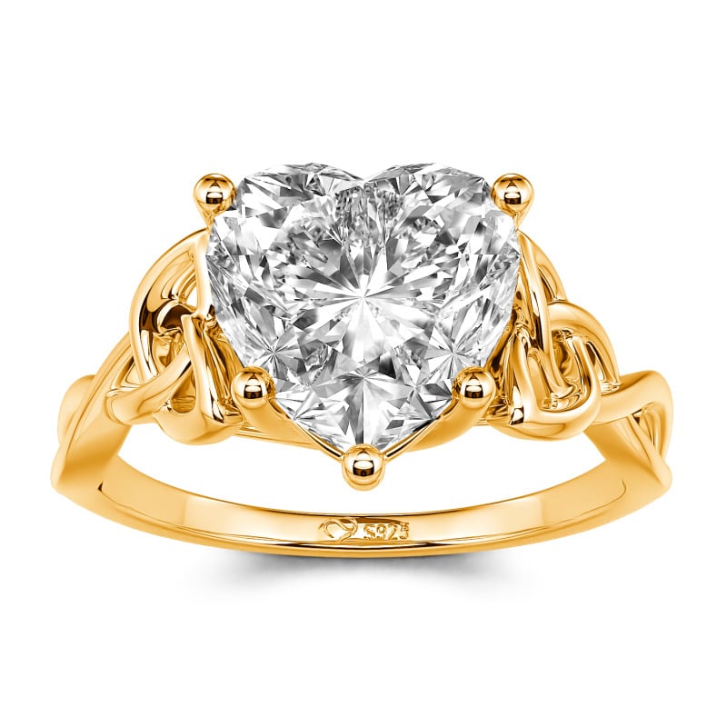 Jeulia Anillo de Compromiso de Plata Esterlina con Nudo Celta de Amor de Corte de Corazón