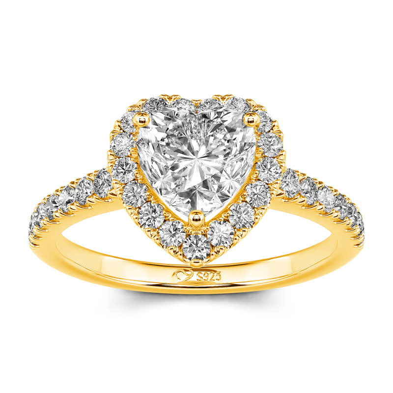 Jeulia Halo Heart Cut Sterling Silver Ring