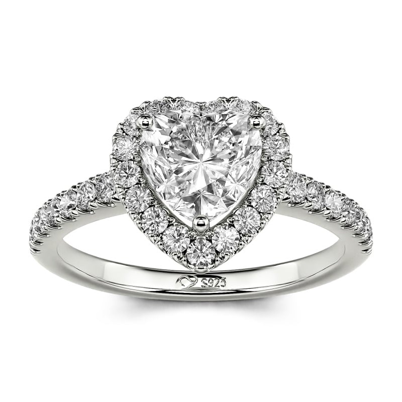 Jeulia Halo Heart Cut Sterling Silver Ring