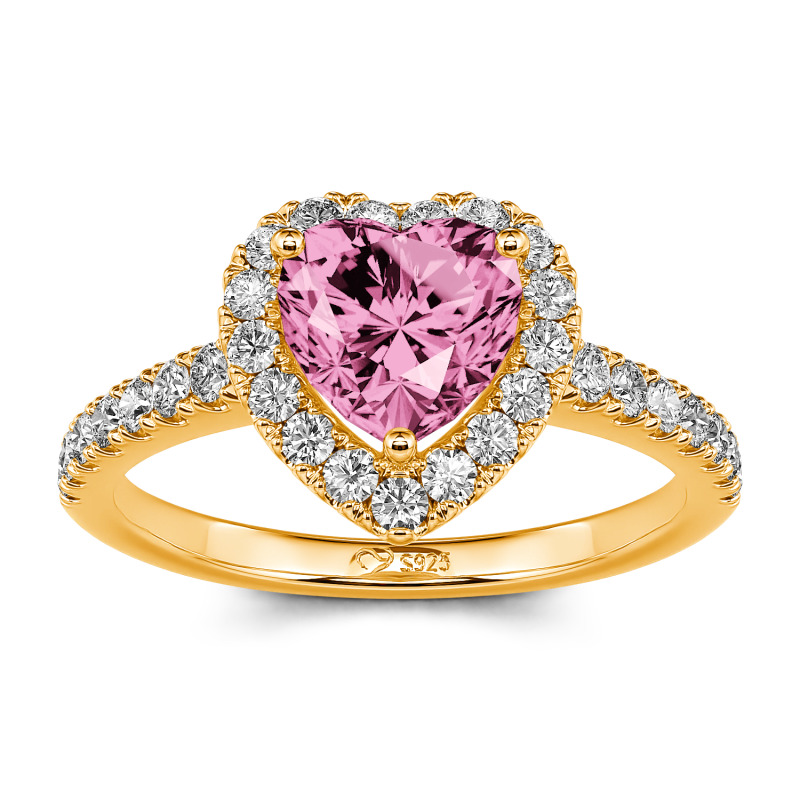 Jeulia Halo Heart Cut Sterling Silver Ring