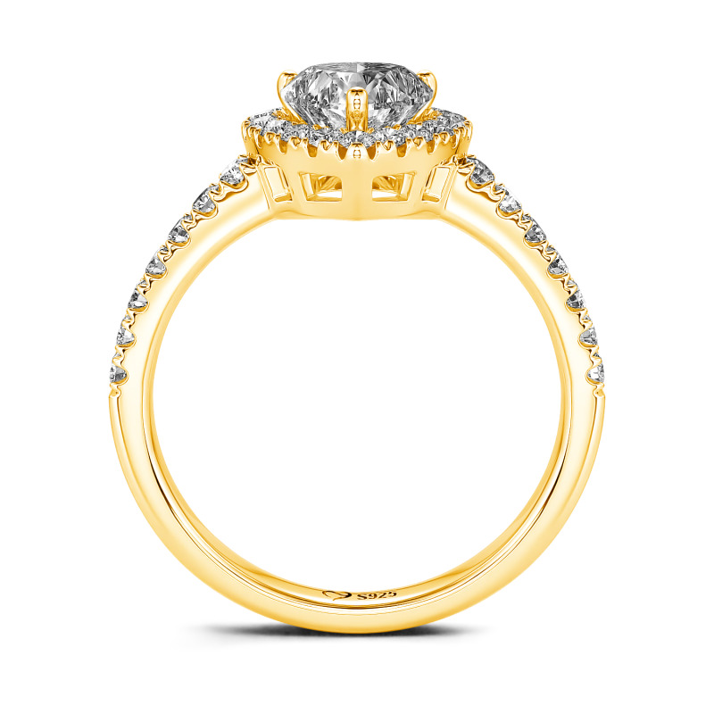 Jeulia Halo Heart Cut Sterling Silver Ring