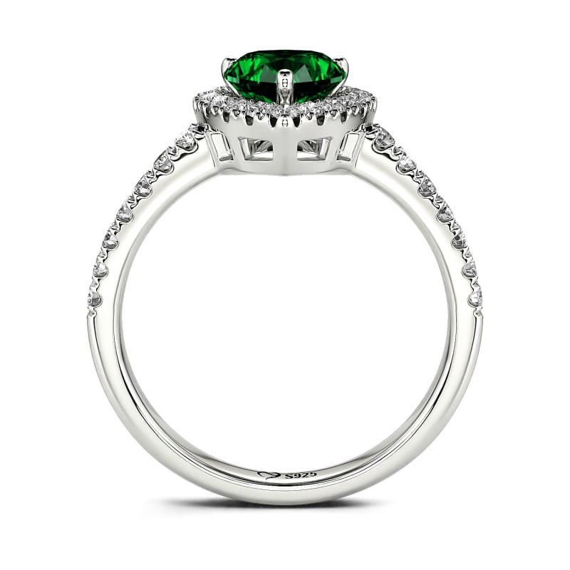 Jeulia Halo Heart Cut Sterling Silver Ring