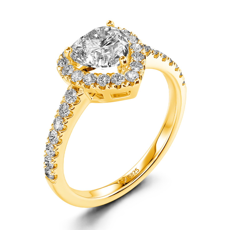 Jeulia Halo Heart Cut Sterling Silver Ring