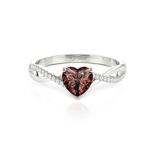 Jeulia 10K/14K/18K Gold Platinum Twist Heart Cut Ring