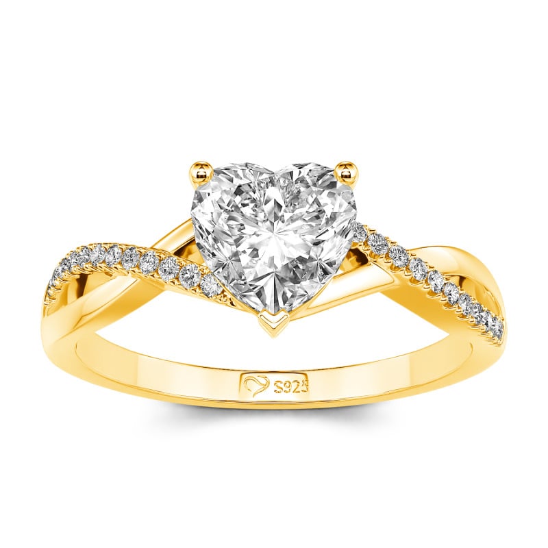 Jeulia Bague 10K/14K/18K Or Platine Torsadé Coupe Cœur