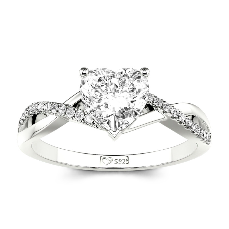 Jeulia 10K/14K/18K Gold Platinum Twist Heart Cut Ring