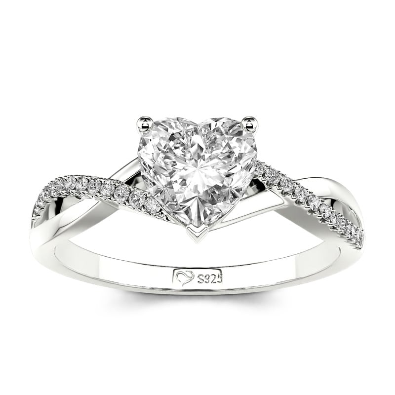 Jeulia 10K/14K/18K Gold Platinum Twist Heart Cut Ring