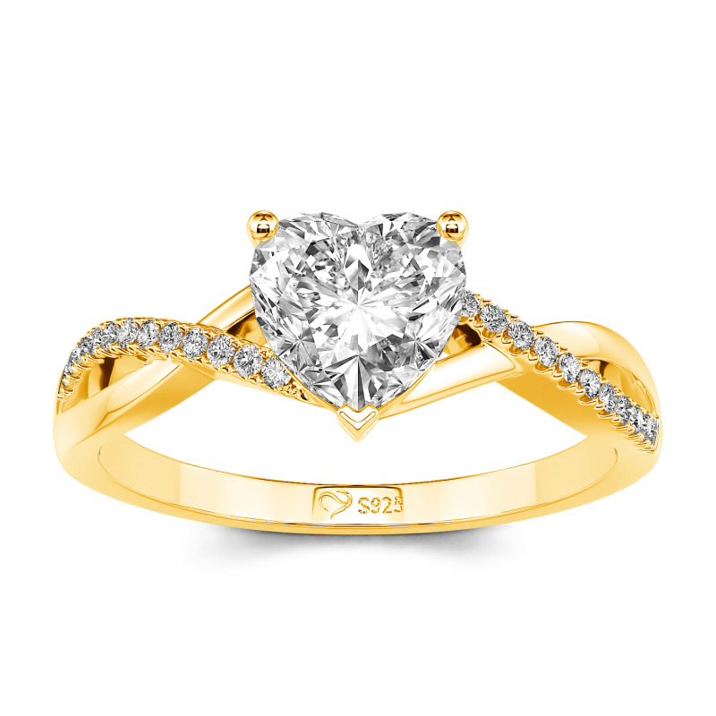 Jeulia 10K/14K/18K Gold Platinum Twist Heart Cut Ring