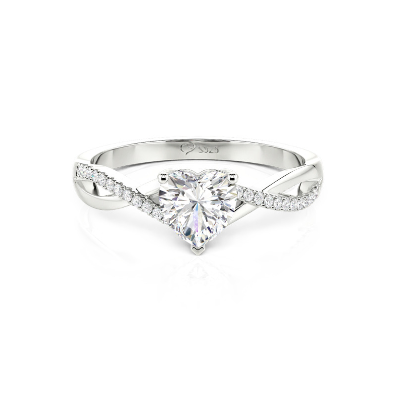 Jeulia 10K/14K/18K Gold Platinum Twist Heart Cut Ring