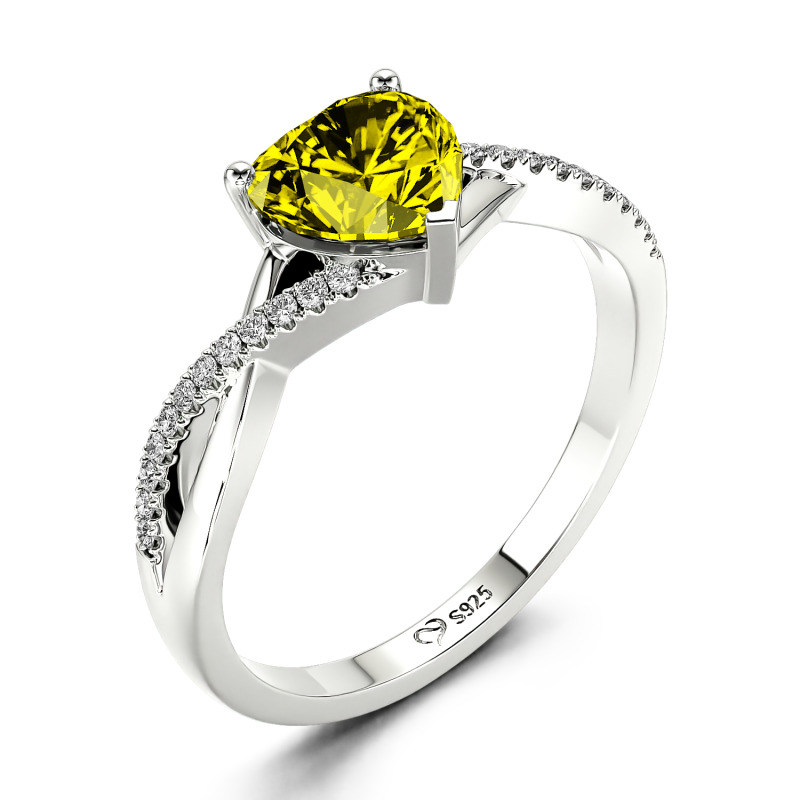 Jeulia 10K/14K/18K Gold Platinum Twist Heart Cut Ring
