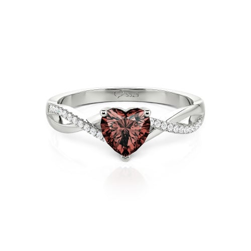 Jeulia Twist Heart Cut Sterling Silver Ring