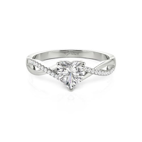 Jeulia Twist Heart Cut Sterling Silver Ring