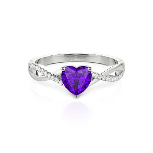 Jeulia Twist Heart Cut Sterling Silver Ring