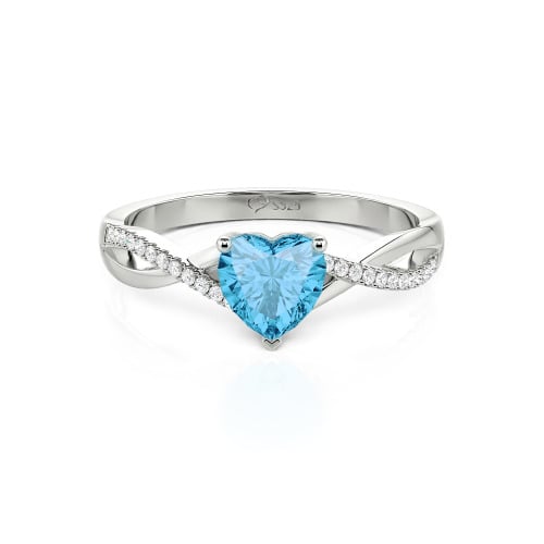 Jeulia Twist Heart Cut Sterling Silver Ring