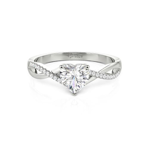 Jeulia Twist Heart Cut Sterling Silver Ring
