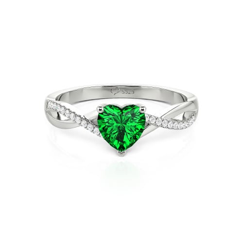 Jeulia Twist Heart Cut Sterling Silver Ring