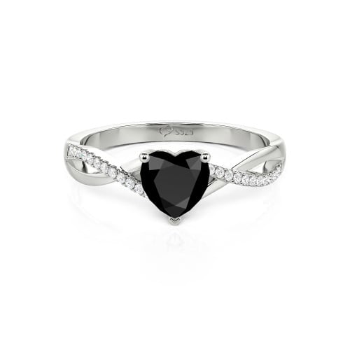 Jeulia Twist Heart Cut Sterling Silver Ring