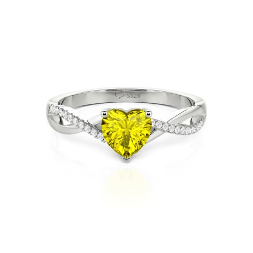 Jeulia Twist Heart Cut Sterling Silver Ring