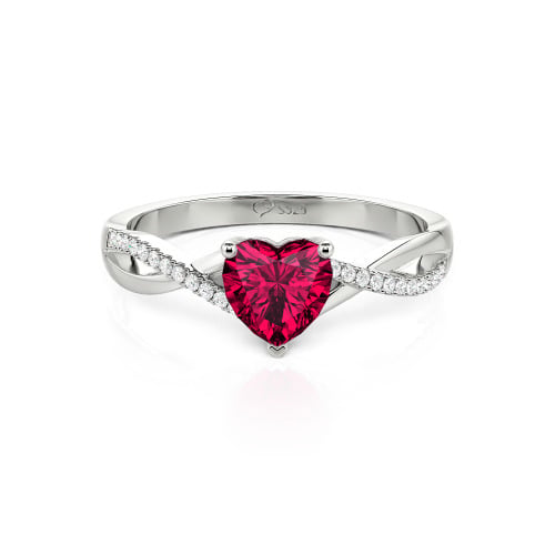 Jeulia Twist Heart Cut Sterling Silver Ring