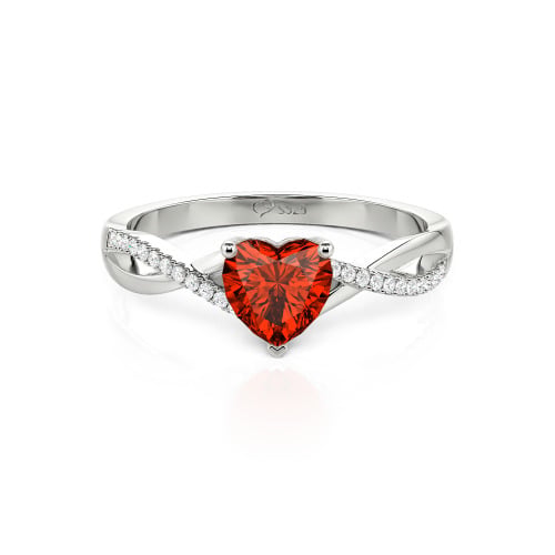 Jeulia Twist Heart Cut Sterling Silver Ring