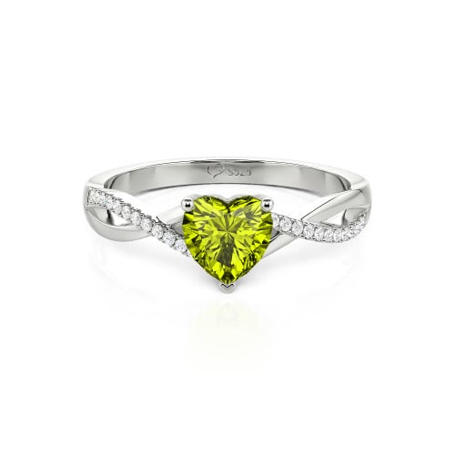 Jeulia Twist Heart Cut Sterling Silver Ring