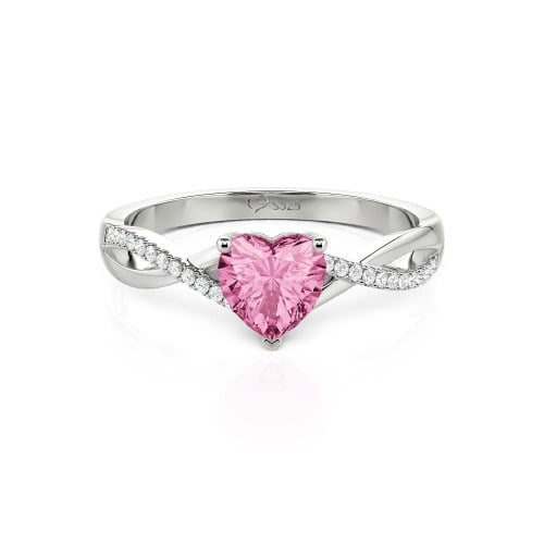 Jeulia Twist Heart Cut Sterling Silver Ring