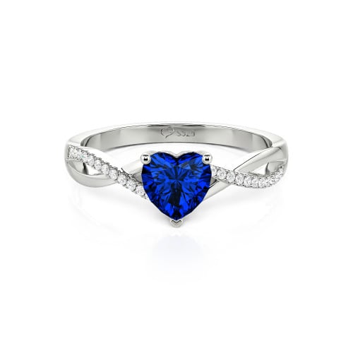 Jeulia Twist Heart Cut Sterling Silver Ring