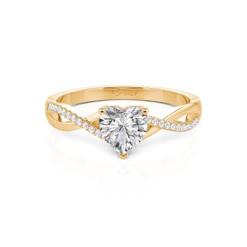 Jeulia Twist Heart Cut Sterling Silver Ring