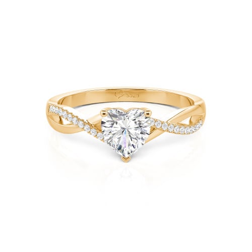 Jeulia Twist Heart Cut Sterling Silver Ring