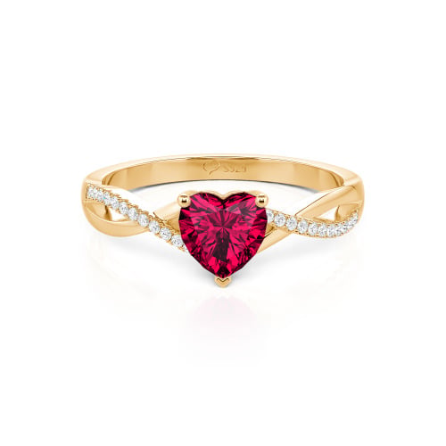 Jeulia Twist Heart Cut Sterling Silver Ring